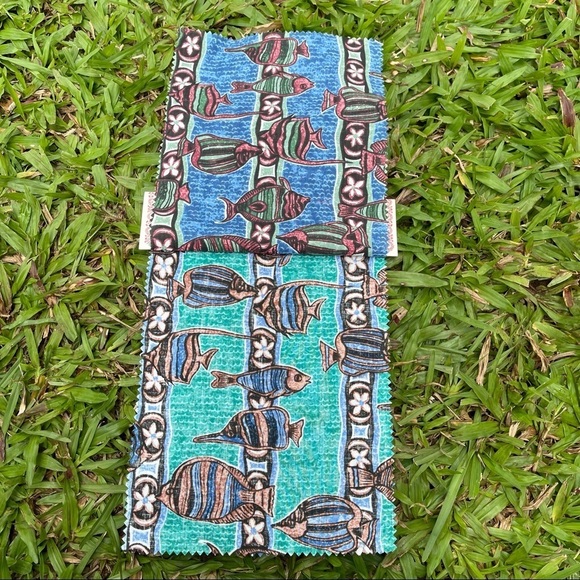 Vintage Reyn Spooner Poisson Cru Hawaiian 2 Fabric Swatch Sample Craft Sewing - Picture 8 of 8